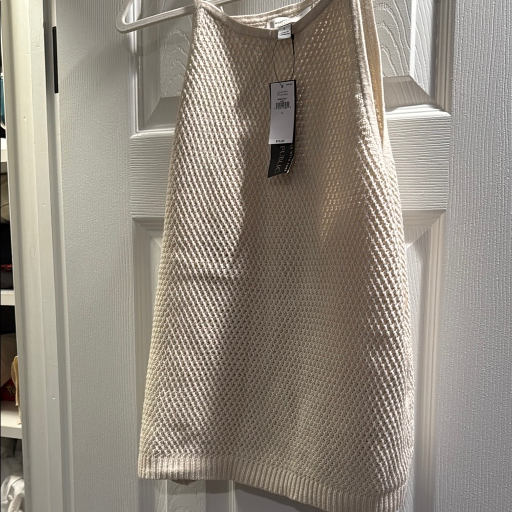 Cream Textured Sleeveless Top